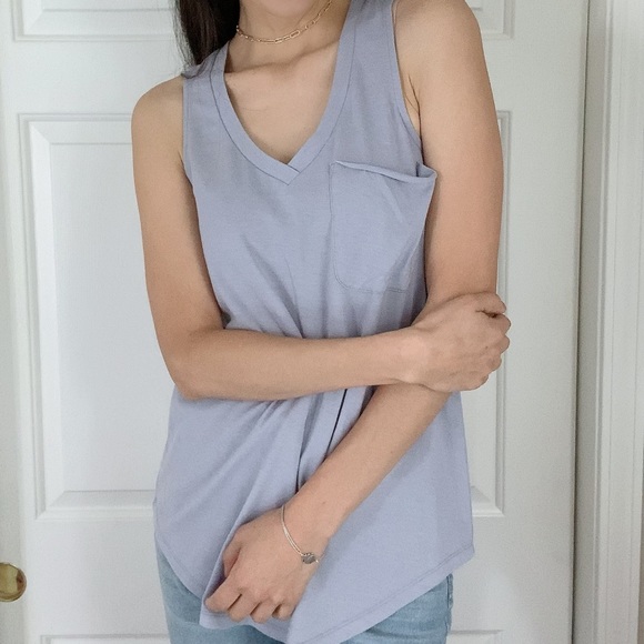 Pocket Racer Tank Lavender Grey - Picture 3 of 4